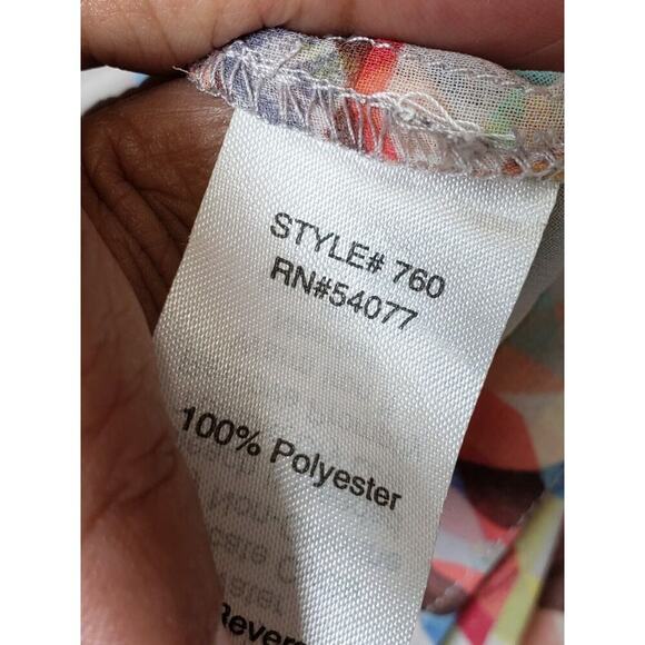 Cabi Avery Multicolor Round Neck Sleeveless Sheer Button Front Tunic Size Medium - Picture 11 of 14